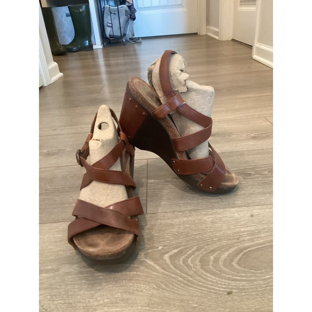 Dansko Frida Strappy Leather Wedge Sandals‎ EU 40 US 10 9.5 Brown Boho Comfort